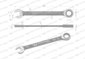 Klucz płasko-oczkowy 18 mm z grzechotką 72 zęby standard ASME B107-2010 Waryński-70035