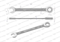 Klucz płasko-oczkowy 24 mm z grzechotką 72 zęby standard ASME B107-2010 Waryński-70048