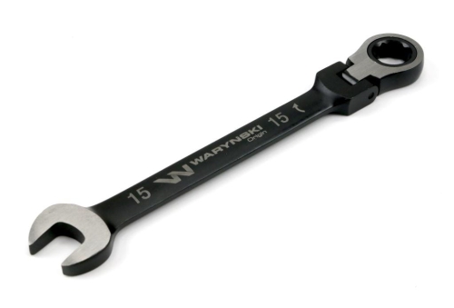 Klucz płasko-oczkowy 15 mm z grzechotką 72 zęby i przegubem Waryński-78517