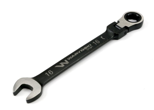 Klucz płasko-oczkowy 16 mm z grzechotką 72 zęby i przegubem Waryński-78519