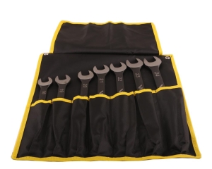 Zestaw kluczy płaskooczkowych w pokrowcu 7 szt rozmiary 18-24 w standardzie ASME B107-2010   Waryński