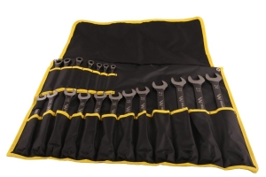 Zestaw kluczy płaskooczkowych z grzechotką standard w pokrowcu 19 szt rozmiary od 6-24 w standardzie ASME B107-2010   Waryński