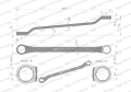 Klucz oczkowy odsadzony 24 x 27 mm. CrV standard ASME B107.9 Waryński-70366