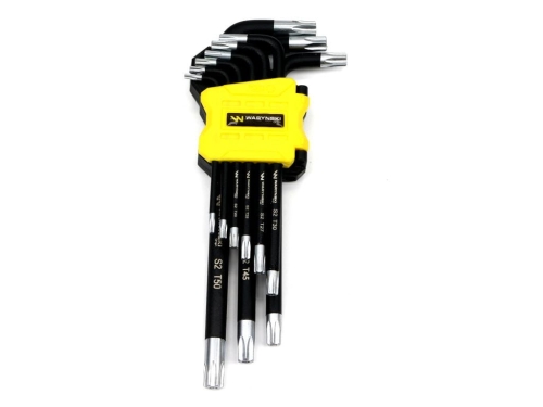 Zestaw kluczy przedłużonych TORX  T10-T50 ze stali S2 9el w uchwycie Waryński-78495