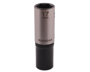Nasadka sześciokątna 1/2". 17 mm. długa. CrV50BV30. DIN 3124. Waryński