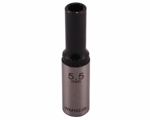 Nasadka dwunastokątna 1/4". 5.5 mm. długa. CrV50BV30. DIN 3124. Waryński-69132