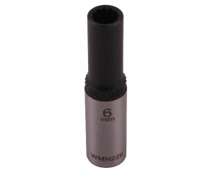 Nasadka dwunastokątna 1/4". 6 mm. długa. CrV50BV30. DIN 3124. Waryński