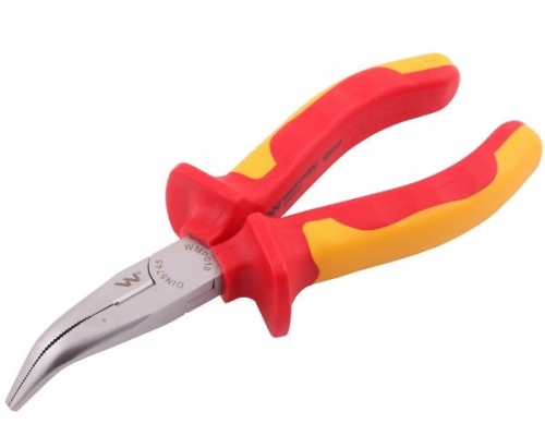 Szczypce izolowane, wydłużone wygięte 160 mm. VDE. Waryński-69688