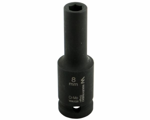 Nasadka udarowa sześciokątna długa 1/2". 8 mm. CrMo. DIN 3129. Waryński-69224