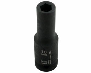 Nasadka udarowa sześciokątna długa 1/2". 10 mm. CrMo. DIN 3129. Waryński