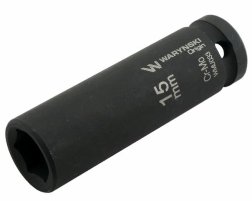 Nasadka udarowa sześciokątna długa 1/2". 15 mm. CrMo. DIN 3129. Waryński-69248