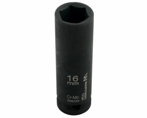 Nasadka udarowa sześciokątna długa 1/2". 16 mm. CrMo. DIN 3129. Waryński-69252