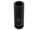 Nasadka udarowa sześciokątna długa 1/2". 18 mm. CrMo. DIN 3129. Waryński-69260