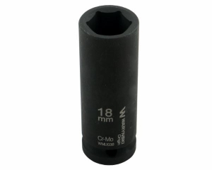 Nasadka udarowa sześciokątna długa 1/2". 18 mm. CrMo. DIN 3129. Waryński
