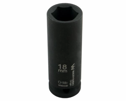 Nasadka udarowa sześciokątna długa 1/2". 18 mm. CrMo. DIN 3129. Waryński-69260
