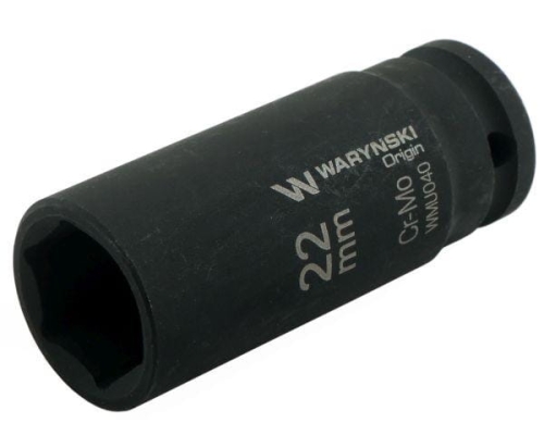 Nasadka udarowa sześciokątna długa 1/2". 22 mm. CrMo. DIN 3129. Waryński-69276