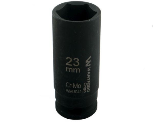 Nasadka udarowa sześciokątna długa 1/2". 23 mm. CrMo. DIN 3129. Waryński-69280