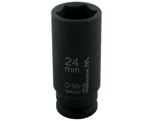 Nasadka udarowa sześciokątna długa 1/2". 24 mm. CrMo. DIN 3129. Waryński-69284