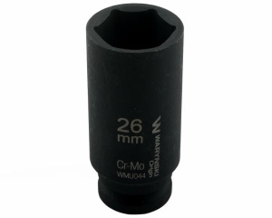 Nasadka udarowa sześciokątna długa 1/2". 26 mm. CrMo. DIN 3129. Waryński
