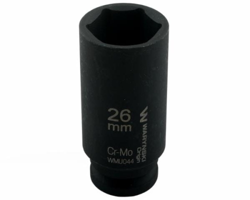 Nasadka udarowa sześciokątna długa 1/2". 26 mm. CrMo. DIN 3129. Waryński-69291