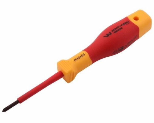 Wkrętak PH0 60 mm izolowany VDE stal S2 Waryński-69706