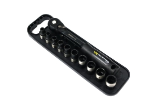 Zestaw 12 el. nasadki 3/8  przedłużka 12.5 cm grzechotka  9 10 11 13 14 Waryński