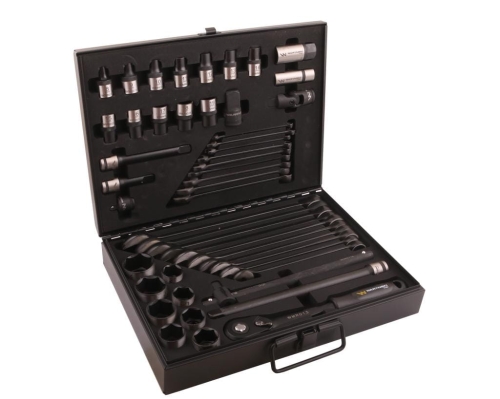 Zestaw nasadek 1./2 z grzechotką i kluczami w kasecie metalowej 49 el. Waryński-72902