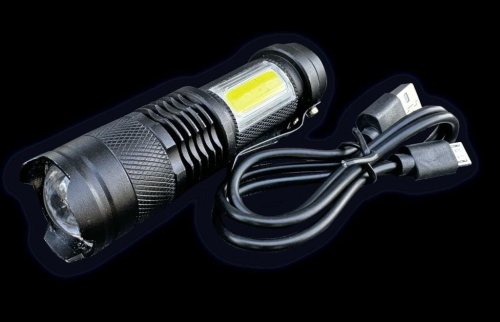 Latarka kompaktowa LED COB aluminiowa obudowa 200 lm z funkcją oświetlenia warsztatowego 500mAh USB Teger-123247