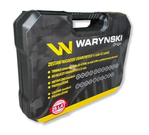 Zestaw nasadek udarowych 1/2 metrycznych i calowych standard i przedłużonych ze stali CrMo 42 el. Waryński