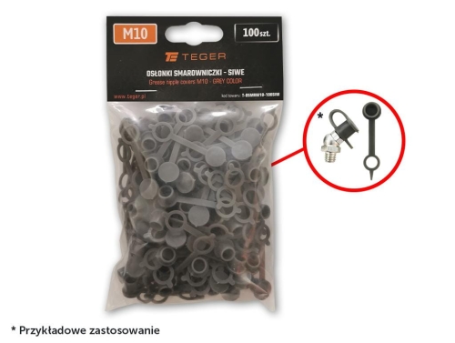 Zestaw osłonek smarowniczki M10 kolor siwy TEGER (sprzedawane po 100szt.)-122347