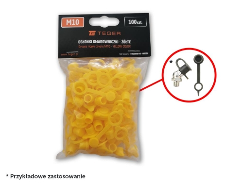 Zestaw osłonek smarowniczki M10 kolor żółty TEGER (sprzedawane po 100szt.)-122351