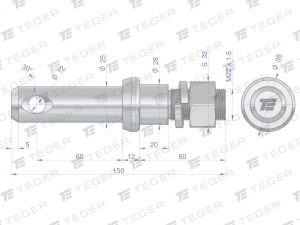 Sworzeń z gwintem T-SG25602240150 fi 25/60 mm M22x1.5/40 mm  150 mm TEGER