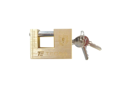 Kłódka antywłamaniowa - mosiężna / trzpieniowa 60mm - 3 klucze / TEGER-96917