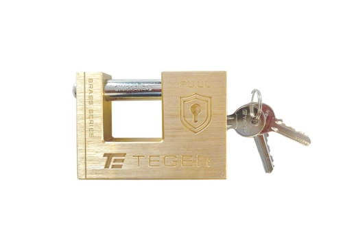 Kłódka antywłamaniowa - mosiężna / trzpieniowa 80mm - 3 klucze / TEGER-96920