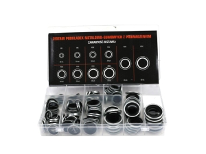 Zestaw podkładek metalowo-gumowych z prowadzeniem 150szt  TEGER