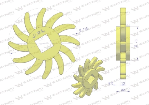 Tarcza, sortująca prawa PU 165x32 otw 32,5x32,5, zastosowanie 08800209 Grimme, Waryński-123641