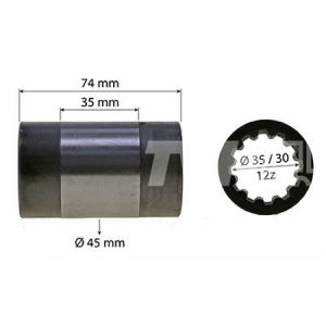 TULEJA ŁĄCZNIK WAŁU PRZEDNIEGO NAPĘDU MUFA NEW HOLLAND TM115 TM120 TM125 TM130 TM135 TM140 TM150 TM165 CASE IH MXM120, MXM130, MXM135, MXM140, MXM150, MXM165, MXM180 (4994075)