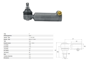 KOŃCÓWKA DRĄŻKA JOHN DEERE 1020, 1120, 2020, 2120, 820, 1030 1030 1030OU, 1030VU, 1130, AL178094, AL39020, AT27130, DE16303