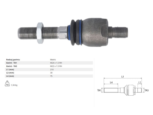 PRZEGUB OSIOWY JOHN DEERE 6403, 6603, 6215, 6415, 6515, 6605, 6615, 6110SE, 6410SE, 6610SE, 6810, 6910S, 6020, 6120L, 6220L, 6320L, 6420S, 6520L, 7425, 7525, 7220, 7320, 7420, 7520, 8430T AL168711, AL80542