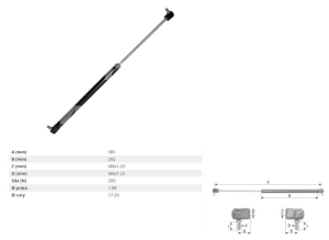 SIŁOWNIK GAZOWY MASKI 1-99-976-069 (CASE CS100 , CS110 , CS120 (F300N) , CS130 (F300N) , CS150 (F300N) , CS78 (-> 12/98) , CS86 (-> 12/98) , CS94 (-> 12/98) CVX1135 , CVX1145 , CVX1155 , CVX1170 , CVX1190 , CVX120 , CVX130 , CVX150 , CVX170)