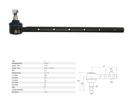 KOŃCÓWKA DRĄŻKA CASE 323, 353, 383, 423, 453, 553, 654, 724, 824 3058213R92, 3058213R93, 3131026R2 3058213R91, 3058213R92, 3058213R93, 3131026R2, 3137343R1
