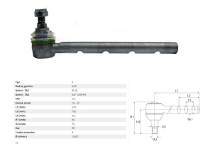 KOŃCÓWKA DRĄŻKA MASSEY FERGUSON 298, 698, 698T, 699, 1678023M1, 1678169M92