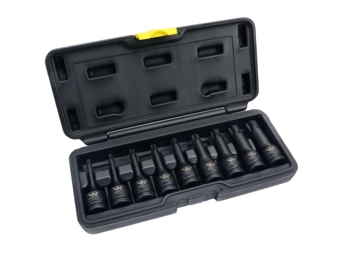 Zestaw nasadek udarowych, 1/2 typu STAR TORX 9 el. ze stali CrMo, do prac w mechanice, Waryński-124395