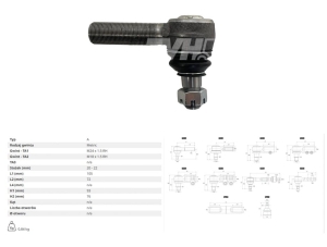 KOŃCÓWKA DRĄŻKA JOHN DEERE 2450, 2450F, 2650, 2650CS, 2650F, 2650N, 2650TSS, 2850 2355N AL110074, AL177930, AL27532, AL37504, AL38645, AL82826, DE16221