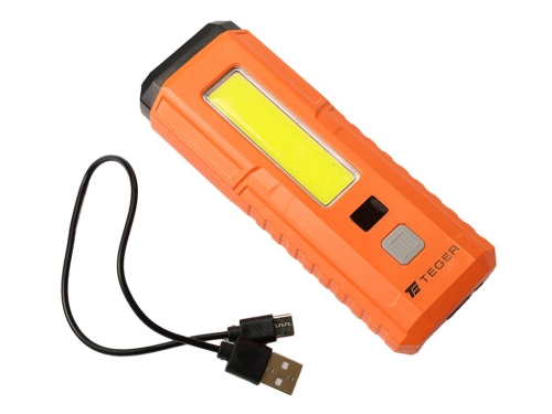 Latarka uniwersalna LED COB,ładowana USB z funkcją warsztatową, cyfrowym wyświetlaczem naładowania i powerbank 2400 mAh XPS 300 lm Teger-130858