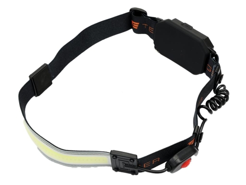 Latarka czołówka,  paskowa SOFT  LED COB  450lm z funkcją RED z tyłu ładowana USB, Teger-132328