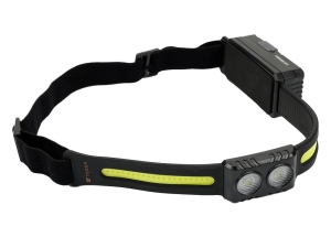 Latarka czołówka,  paskowa SOFT LED COB z aktywacją gestem i podwójnym spotem 500lm 2000mAh USB, Teger