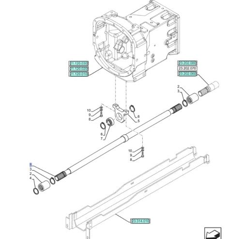 WAŁEK NAPĘDOWY 47598964 CNH NEW HOLLAND TD5.85 TD5.95 TD5.105 CASE FARMALL
