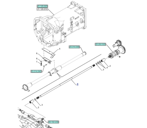 WAŁ PRZEDNIEGO NAPĘDU NEW HOLLAND T5.95 T5.105 T5.115 30MMX1402MM